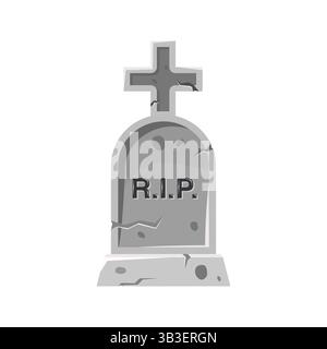 Lapide con una croce che mostra l'abbreviazione R.I.P. per riposare in pace Illustrazione Vettoriale