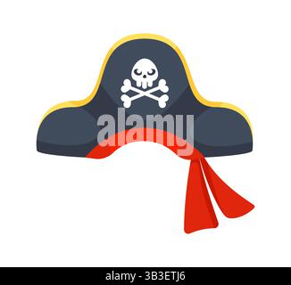 Cappello pirata con teschio e ossa incrociate che mostrano spirito avventuroso Illustrazione Vettoriale