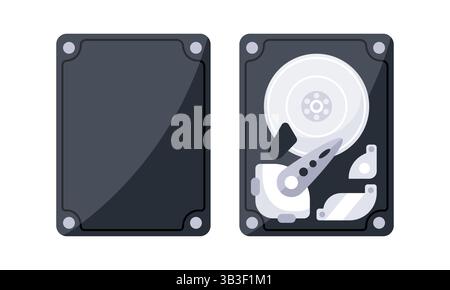 Casi aperti e chiusi dell'unità disco rigido interna Illustrazione Vettoriale