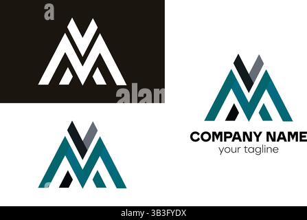 Design astratto del logo con lettera m con più varianti Illustrazione Vettoriale