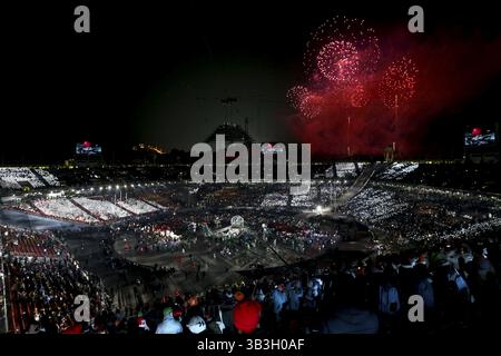25 febbraio 2018 - Pyeongchang, GANGWON, COREA DEL SUD - 25 febbraio 2018-Pyeongchang, Corea del Sud-gli atleti entrano nello Stadio Olimpico di Pyeongchang durante la cerimonia di chiusura delle Olimpiadi invernali in Corea del Sud. (Immagine di credito: © GMC via cavo ZUMA) Foto Stock