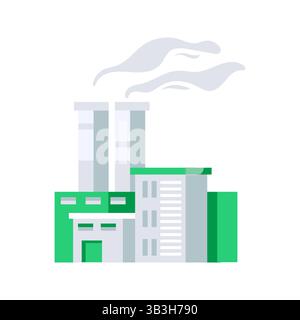 Fabbriche industriali che emettono fumo dai camini che inquinano l'ambiente Illustrazione Vettoriale