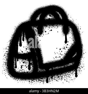 borsa tote da donna con vernice spray nera. illustrazione vettoriale. Illustrazione Vettoriale