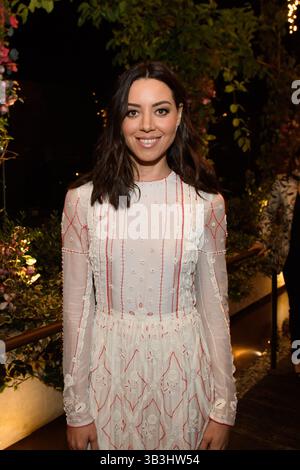 15 novembre 2017 - West Hollywood, California, Stati Uniti - AUBREY PLAZA presso l'HFPA's e InStyle's Celebration of the Golden Globe Awards 2018 Season e l'inaugurazione del Golden Globe Ambassador. (Immagine di credito: © HFPA/ZUMA Wire/ZUMAPRESS.com) Foto Stock