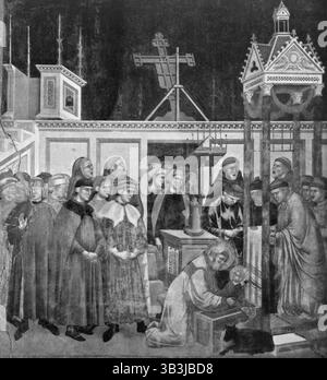 Leggenda di San Francesco, istituzione del presepe a Greccio, dell'artista italiano Giotto Foto Stock