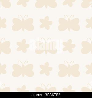 Modello vettoriale senza cuciture a farfalla. Ripetizione di un simpatico sfondo di farfalle disegnate a mano. Illustrazione vettoriale Illustrazione Vettoriale