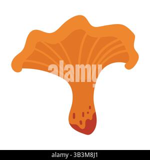 Illustrazione dei funghi Chanterelle disegnati a mano isolata su sfondo bianco. Raccolto forestale autunnale. Stagione autunnale Flora Illustrazione Vettoriale