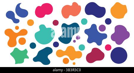 Set forme blocco irregolare - elementi vettoriali organici astratti in due righe, sfondo bianco Illustrazione Vettoriale