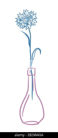 Fiorisce in una fila in un vaso. disegno a mano. Non ai, illustrazione vettoriale Illustrazione Vettoriale
