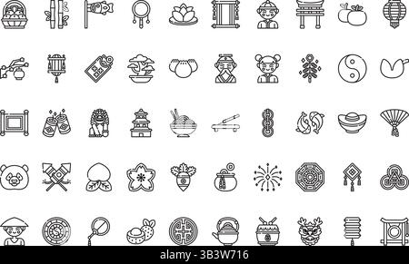 Icone del nuovo anno cinese icona vettoriale semplice. Immagine modello di disegno simbolo per elemento UI mobile Web. Illustrazione Vettoriale