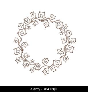 Rami neri asciutti attorcigliati con spine, illustrazione di Halloween ad acquerello. Spigoloso e storto, isolato dallo sfondo. Decorazione gotica fra Foto Stock