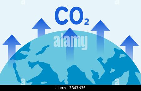 Illustrazione concettuale dell'aumento dei livelli globali di anidride carbonica dei gas a effetto serra Illustrazione Vettoriale