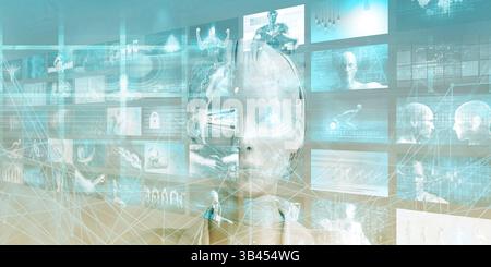 La tecnologia virtuale con filtraggio dei dati Web Art Foto Stock