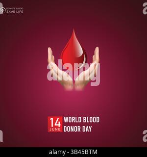 poster del giorno dei donatori di sangue nel mondo | giorno dei donatori di sangue Illustrazione Vettoriale