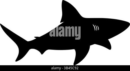 Immagine vettoriale con sagoma dello squalo, grafica di predatori di animali marini Illustrazione Vettoriale