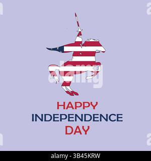 Happy 4 luglio poster con Knight Rider e American Flag su sfondo blu. File modificabile vettoriale EPS del giorno dell'indipendenza degli Stati Uniti Illustrazione Vettoriale