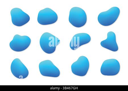 Una collezione di lobi sfumati blu organici fluidi disposti in un moderno motivo astratto, perfetti per il design creativo Illustrazione Vettoriale
