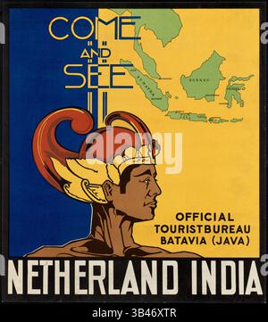 Porster di corsa che promuove il turismo in come and See Netherland India Foto Stock