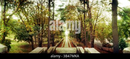 Vista panoramica delle scale per Untermyer Park and Gardens, Yonkers, Westchester County, New York, NY, STATI UNITI Foto Stock