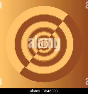 Strati cerchio oro e marrone 3D astratti sfondo con stile di lusso, concetto tecnologico futuristico. Illustrazione vettoriale. File modificabile EPS. Illustrazione Vettoriale