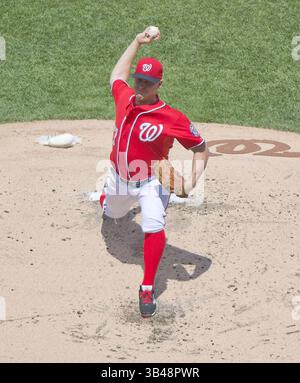 18 maggio 2014 - Washington, District of Columbia, Stati Uniti - il lanciatore dei Washington Nationals Jordan Zimmermann (27) lavora nel secondo inning contro i New York Mets al Nationals Park di Washington, DC domenica 18 maggio 2014. (Immagine di credito: ©Ron Sachs/CNP tramite filo ZUMA) Foto Stock