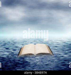 apri il libro che galleggia in acqua Foto Stock