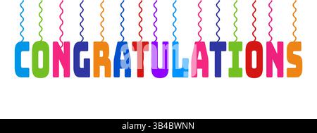 Colorful Congratulazioni Hanging Letters Vector Celebration Decoration Illustrazione Vettoriale