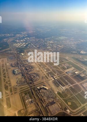 Vista aerea dell'aeroporto internazionale di Dallas/Fort Worth vicino a Dallas, Texas. Foto Stock