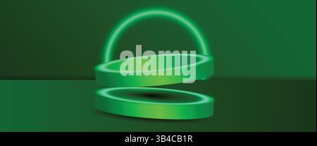 Podio di lusso in spot verde brillante, utilizzabile per volantini di vendita online, promozioni di prodotti, pubblicità, annunci di sconti, Illustrazione Vettoriale