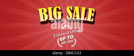 Vettore di banner per grandi vendite per la progettazione aziendale, può essere utilizzato in volantini di vendita online, pubblicità, annunci di sconto, volantini facilmente modificabili, Illustrazione Vettoriale