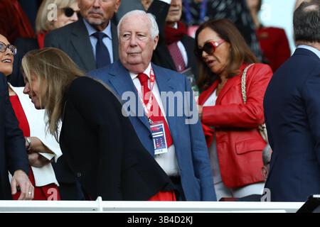 29 aprile 2025, Londra, Regno Unito: Il direttore dell'Arsenal Lord HARRIS DI PECKHAM partecipa alla semifinale di UEFA 2024/25 tra ARSENAL e PARIS SAINT GERMAIN all'Emirates Stadium di Londra, Inghilterra (Credit Image: © Mickael Chavet/ZUMA Press Wire) SOLO PER USO EDITORIALE! Non per USO commerciale! Foto Stock