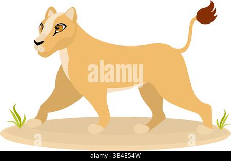 Uno zoo carino. Animali vettoriali. Leonessa selvaggia. Raccolta vettoriale di animali. Isolato su sfondo bianco. Illustrazione Vettoriale