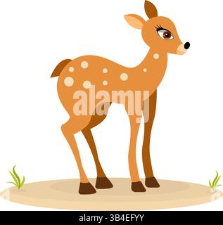Uno zoo carino. Animali vettoriali. Piccolo cervo carino. Raccolta vettoriale di animali. Isolato su sfondo bianco. Illustrazione Vettoriale