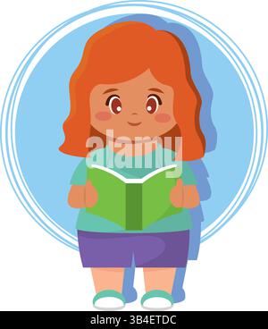 Ragazza che legge un libro. Illustrazione vettoriale Illustrazione Vettoriale