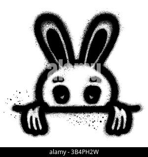 simpatico coniglio che sbircia in stile graffiti Illustrazione Vettoriale