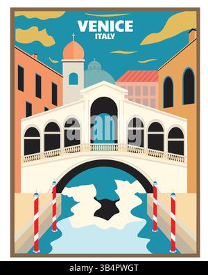 Poster Venezia Italia in stile retrò e vintage Illustrazione Vettoriale