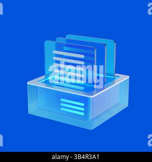 Icona 3D di una cartella di file che rappresenta la tecnologia di archiviazione dei dati. Foto Stock