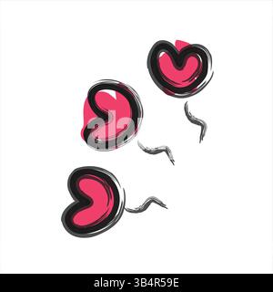 Icone a forma di cuore in grassetto con linee fluide - metafore visive per la consapevolezza e la messa a fuoco Illustrazione Vettoriale