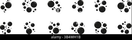 Icona bolle di sapone solido. Gruppo di bolle d'aria con sapone galleggiante e simbolo di silhouette riflessivo. Illustrazione del vettore isolato Illustrazione Vettoriale