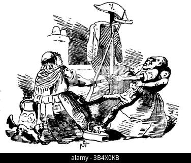 Un'illustrazione dalla pubblicazione tedesca *Fliegende Blätter*, volume 2, numero 42, del 1846. L'opera d'arte fa parte del contenuto satirico e umoristico della rivista. Foto Stock