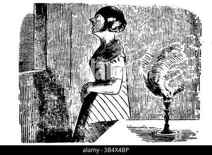 Illustrazione da Fliegende Blätter, volume 2, numero 39, pagina 120, pubblicata nel 1846. Questa opera d'arte fa parte del commento visivo satirico sulla società e la politica tedesca contemporanea. Foto Stock