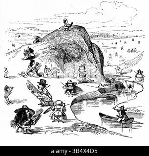 Illustrazione da "Fliegende Blätter", volume 2, numero 47, pagina 184, 1846, presenta una rappresentazione satirica della politica tedesca e degli affari europei durante il periodo. Foto Stock