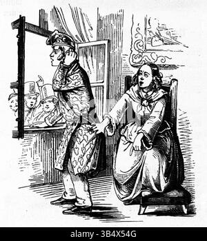 Un'illustrazione tratta da "Fliegende Blätter", volume 2, numero 47, pagina 183, creata nel 1846, illustrare uno sguardo satirico alla politica e alla società tedesca. Foto Stock