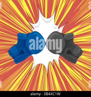 Guanti da boxe vettoriale su sfondo rosso-giallo. Simbolo del giorno di pugilato. Illustrazione Vettoriale