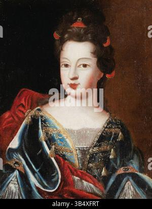 Questo ritratto tra la fine del XVII e l'inizio del XVIII secolo, attribuito a un seguace di Pierre Gobert, raffigura una principessa del Casato di Borbone. L'opera è dipinta a olio su tela ed è uno dei sei ritratti della famiglia Savoia. Foto Stock