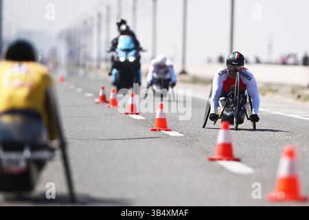 Ostenda, Belgio. 1° maggio 2025. Le prove a tempo alla UCI Para-Cycling Road World Cup, giovedì 01 maggio 2025, a Ostenda. La UCI Para-Cycling Road World Cup si svolge dal 1° al 4 maggio a Ostenda e Brugge. BELGA PHOTO LUC CLAESSEN credito: Belga News Agency/Alamy Live News Foto Stock
