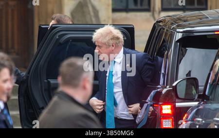 29 marzo 2022, Londra, Inghilterra, Regno Unito: Il primo ministro britannico BORIS JOHNSON arriva per un servizio di Ringraziamento per la vita del duca di Edimburgo il principe Filippo all'abbazia di Westminster (immagine di credito: © Tayfun Salci/ZUMA Press Wire) Foto Stock
