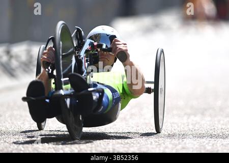 Ostenda, Belgio. 1° maggio 2025. Le prove a tempo alla UCI Para-Cycling Road World Cup, giovedì 01 maggio 2025, a Ostenda. La UCI Para-Cycling Road World Cup si svolge dal 1° al 4 maggio a Ostenda e Brugge. BELGA PHOTO LUC CLAESSEN credito: Belga News Agency/Alamy Live News Foto Stock