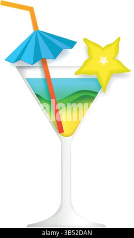 Bicchiere da cocktail con decorazione, icona della bevanda vettoriale Illustrazione Vettoriale