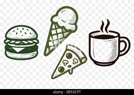 Set icone minimalista per cibi e bevande linea Art Vector Collection Illustrazione Vettoriale